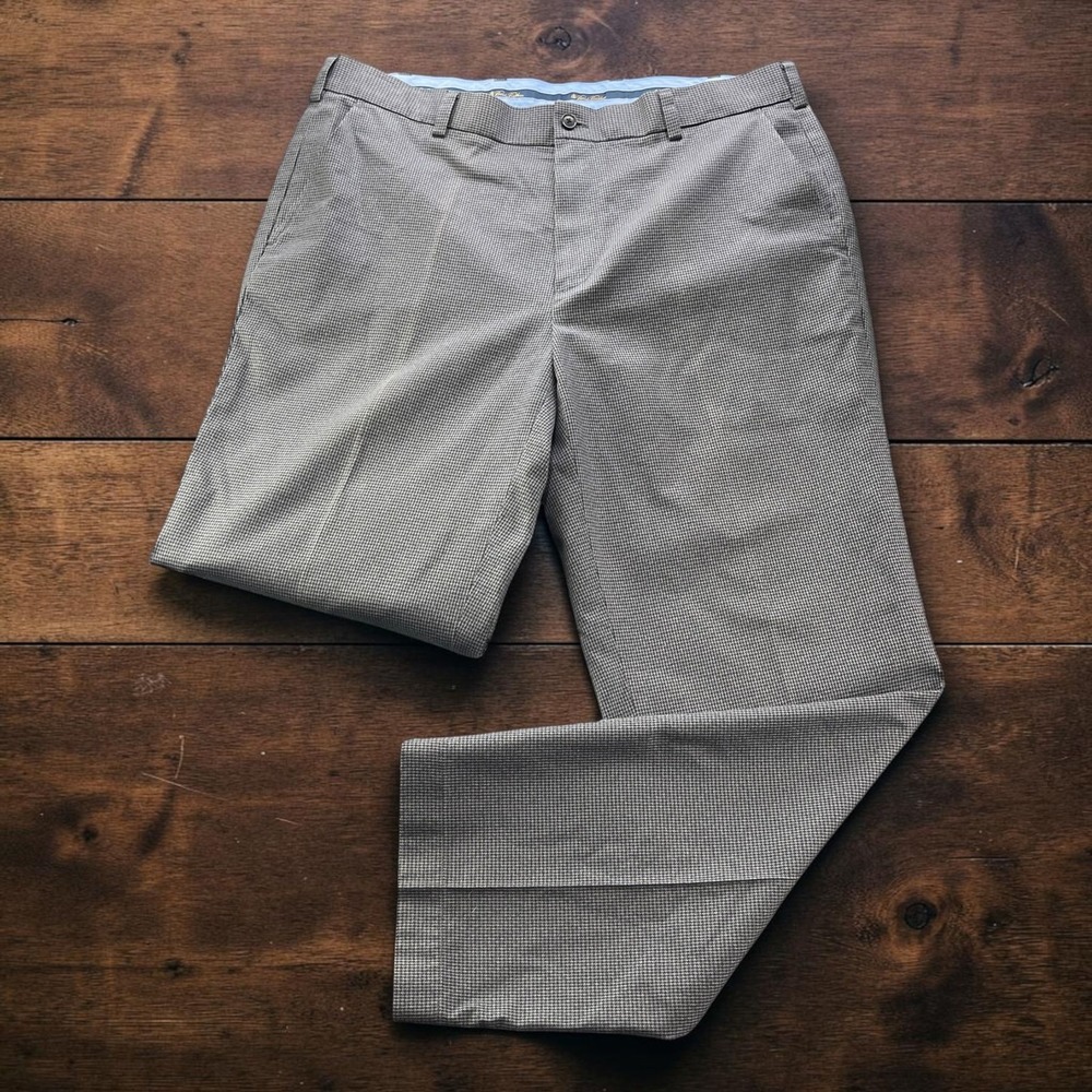 Brooks Brothers Advantage Chino Clark Mens Pants 36x30 Gray Houndstooth Flat